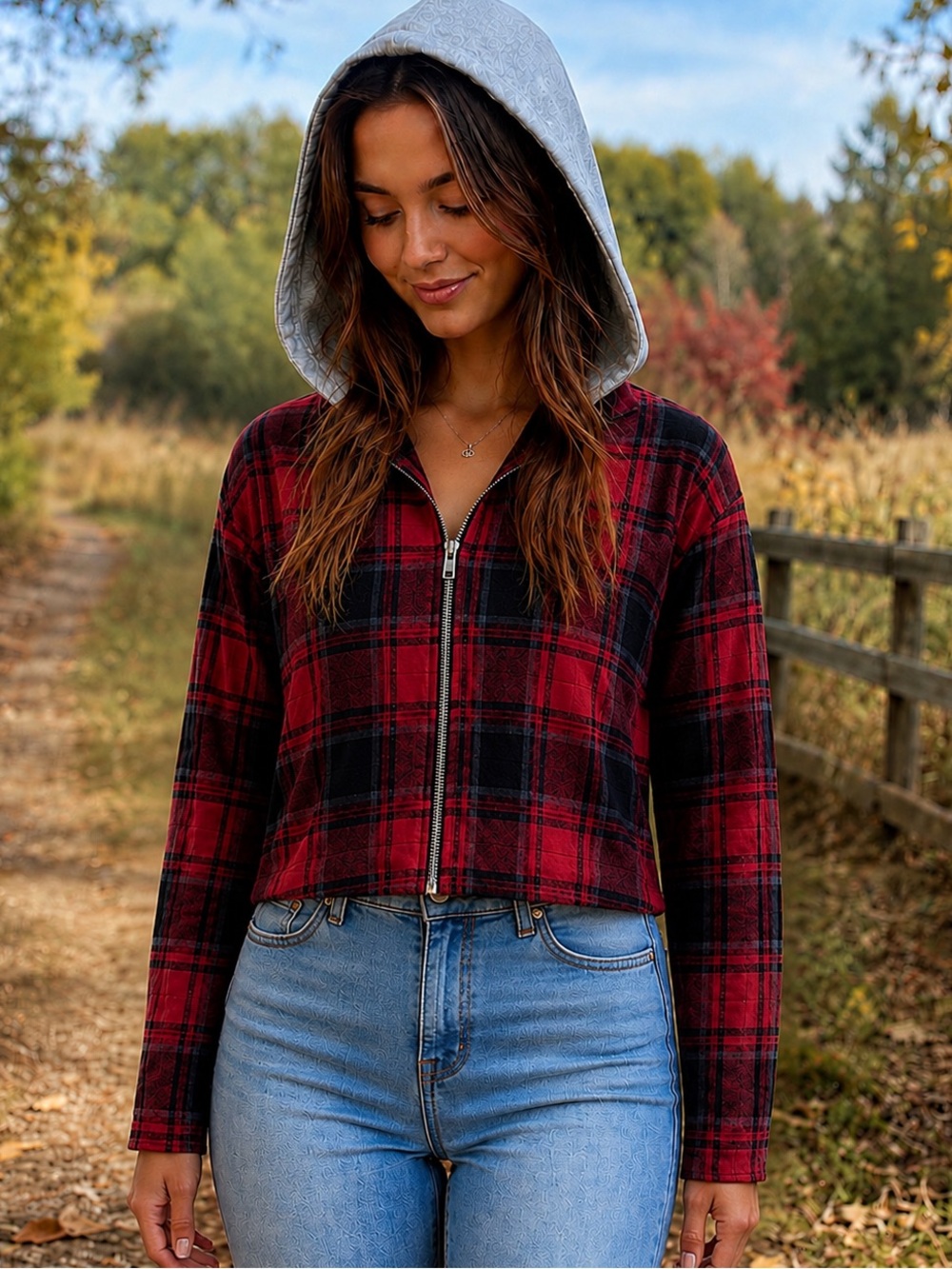 Hippie Rose Zip-Up Hoodie Top - NWT